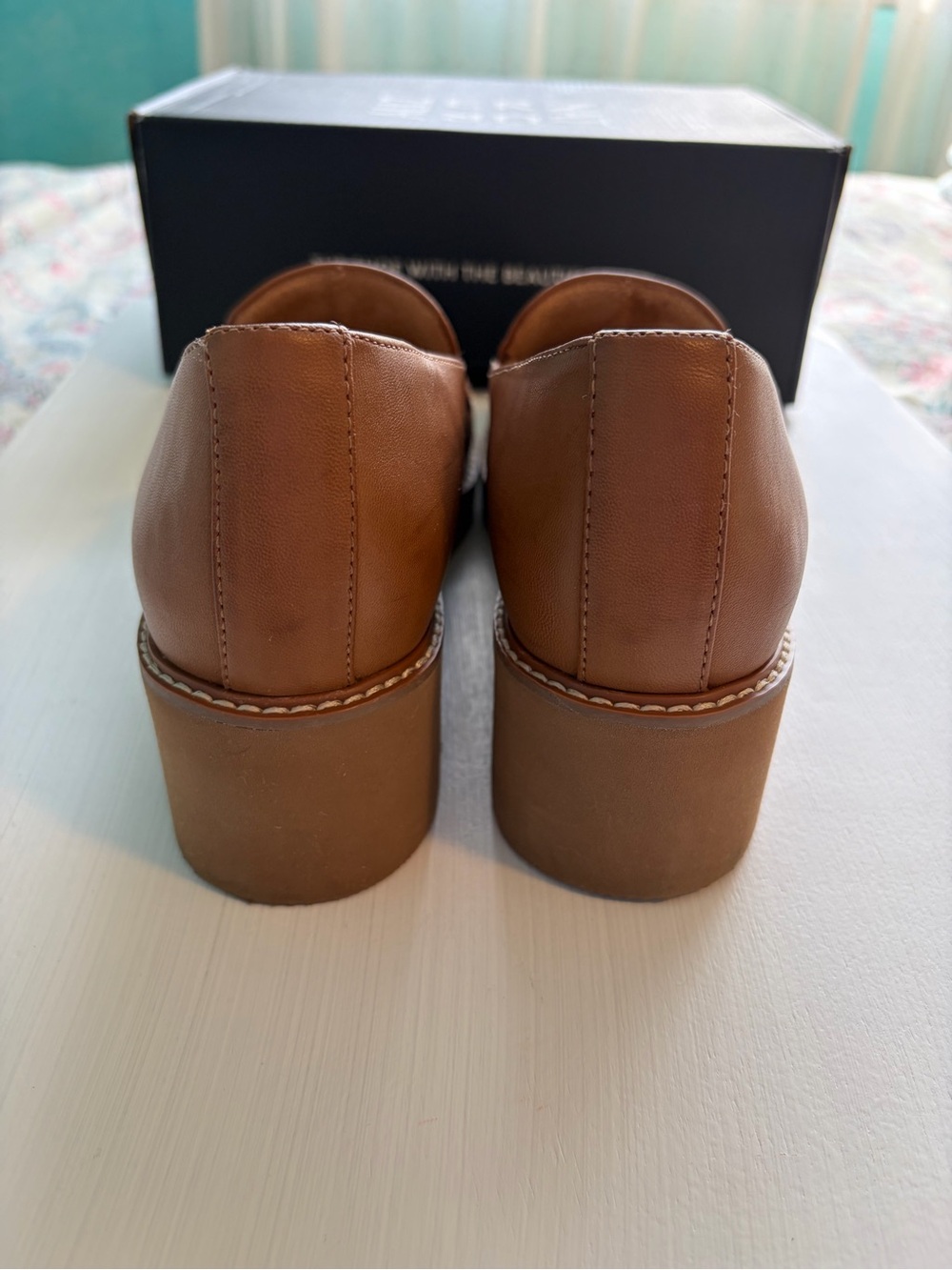 Naturalizer Cabaret Englishtea Camel Brown Synthetic Platform Slip-On Loafers - Picture 4 of 7